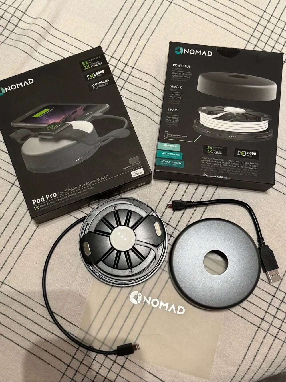 Nomad Pod Pro Wireless Charging Puck in Silver Gray